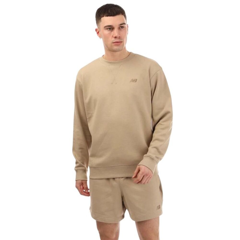 New Balance Mens French Terry Crew Neck Sweatshirt / Stone